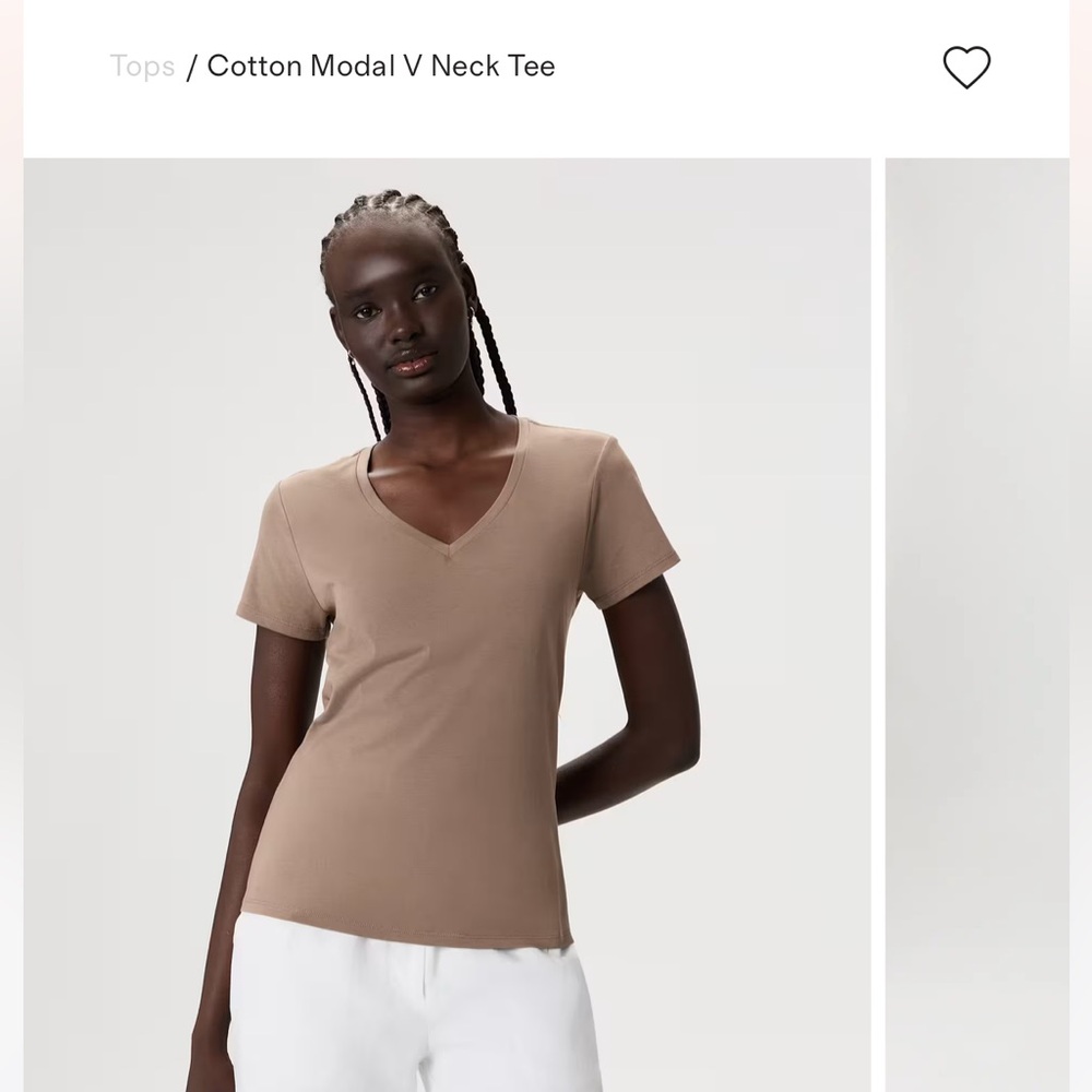 Quince modal cotton Women's V-Neck Orange tee in Color burnt sienna - Picture 7 of 7